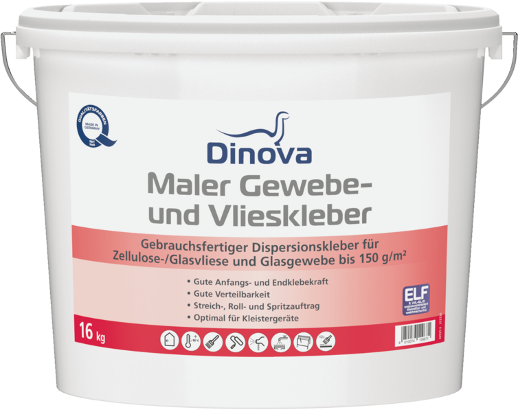 Gebinde  Maler Gewebe- und Vlieskleber | Gebrauchsfertiger Dispersionskleber für Zellulose-/Glasvliese und Glasgewebe bis 150 g/m²