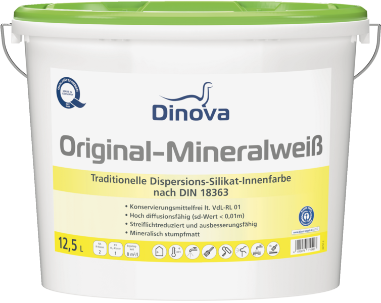 Gebinde  Original-Mineralweiß | Traditionelle Dispersions-Silikat-Innenfarbe<br>nach DIN 18363